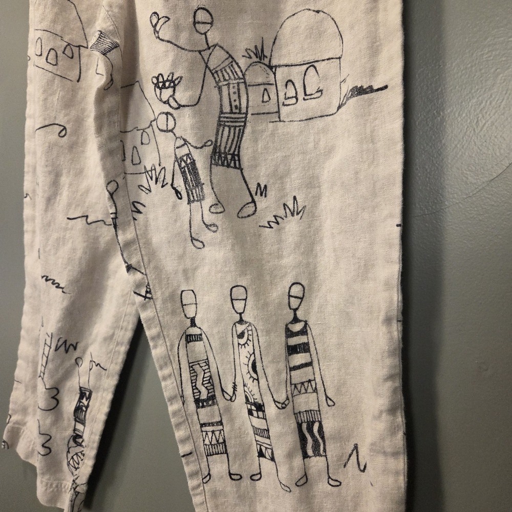 Vintage Chico's Design 100% Linen Pull On Cropped Capri Pants Y2K, 24" Waist - Picture 3 of 9